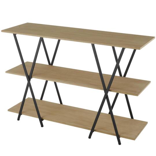47" x 32" Brown Metal 3 Shelf Storage Shelving Unit with Black Metal Frame